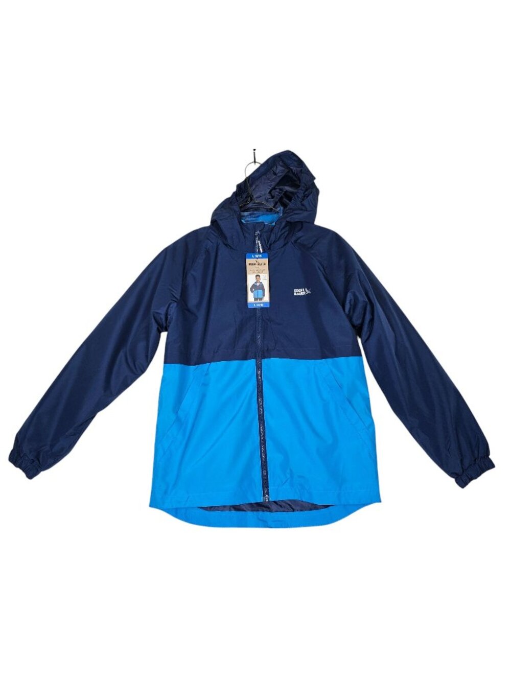 Eddie Bauer Kids Hooded Waterproof Rain Jacket Blue Navy Size L 14 16 New